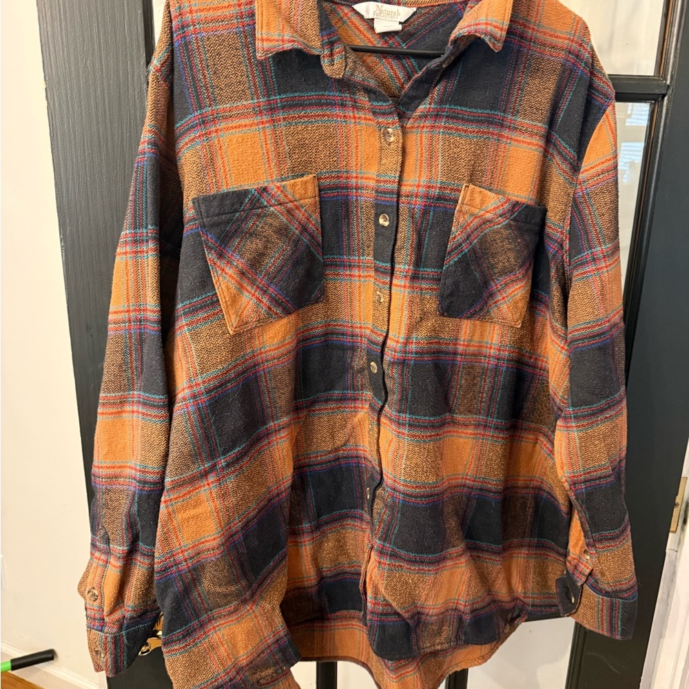 2XL Natural Reflections Multicolor Plaid Shirt like new